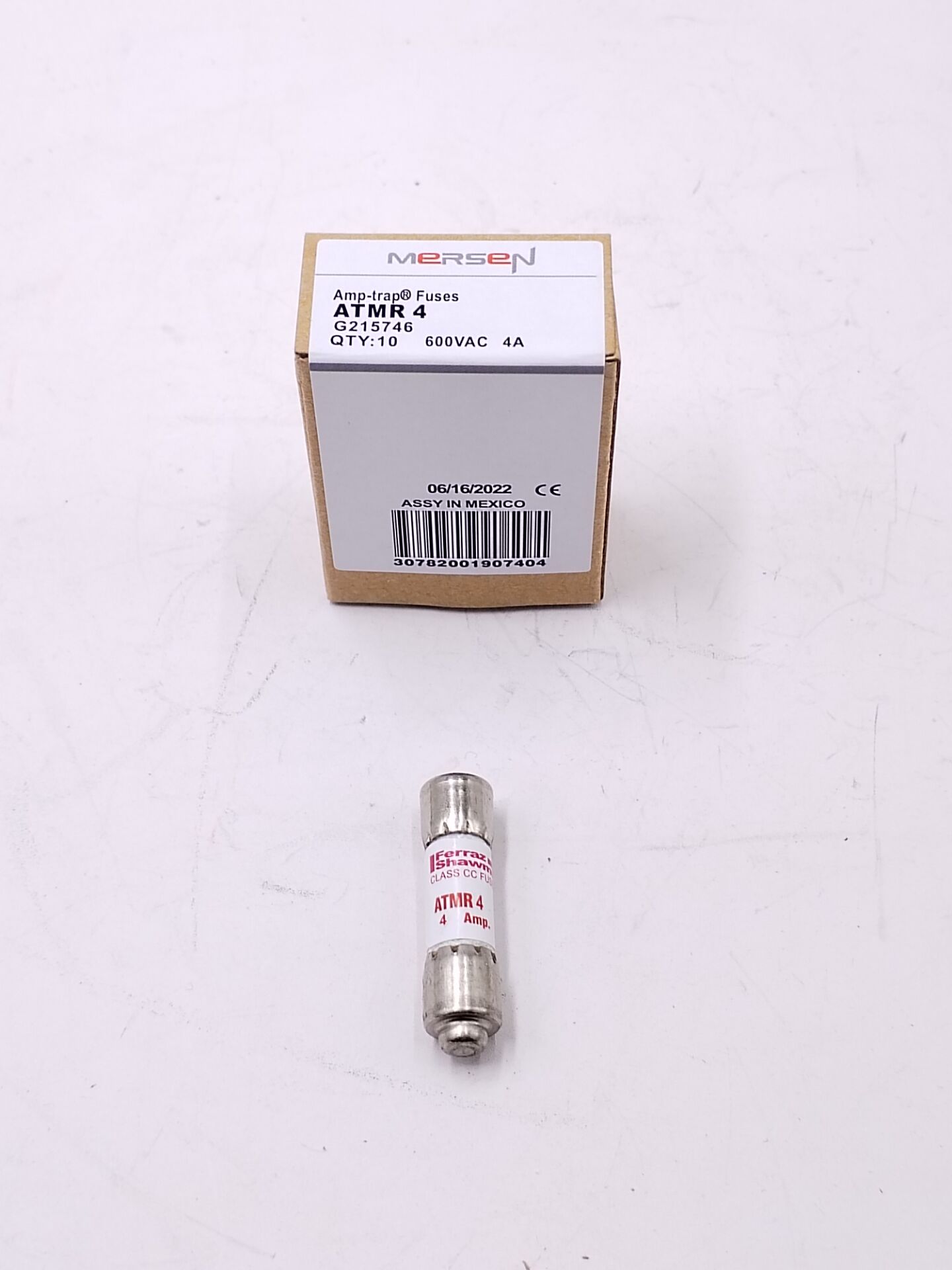 Fuse ATMR Class CC Fast Acting 600VAC 600VDC 4A Ferrule Amp-Trap ATMR4 Mersen Current Limiting Fuse